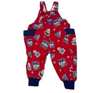 Vintage Oshkosh Vestbak Overalls Baby Size 24M USA‎ 90s Pockets Patriotic RARE